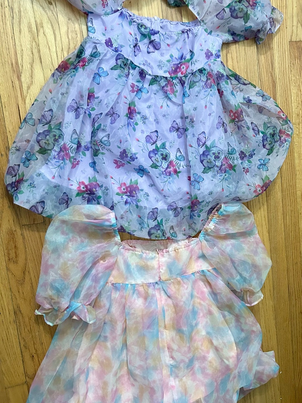 SHEIN Lavender Floral & Pastel Tie-Dye Mini Dress Duo